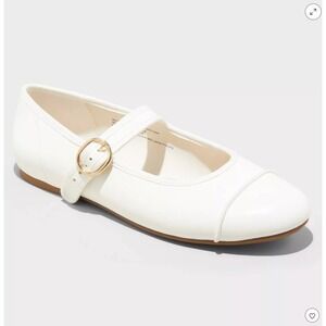 Wild Fable White Flats with Gold Buckle